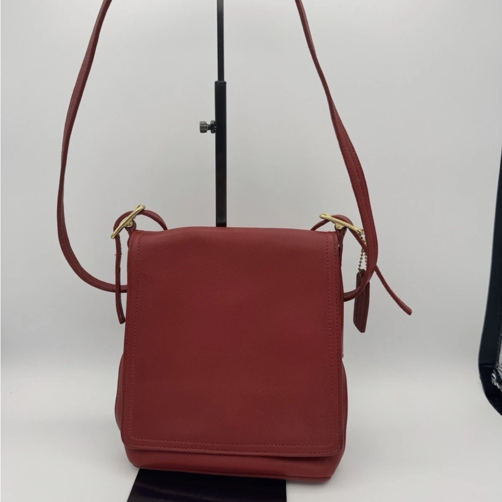 Coach USA Gold Hardware Leather Shoulder Bag Red Vintage Woman's 9821